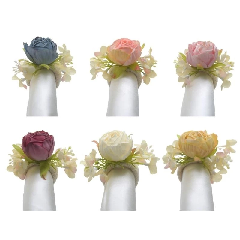 Pack of 6 Artificial Flower Napkin Rings Napkin Holder Elegant Table Adornment