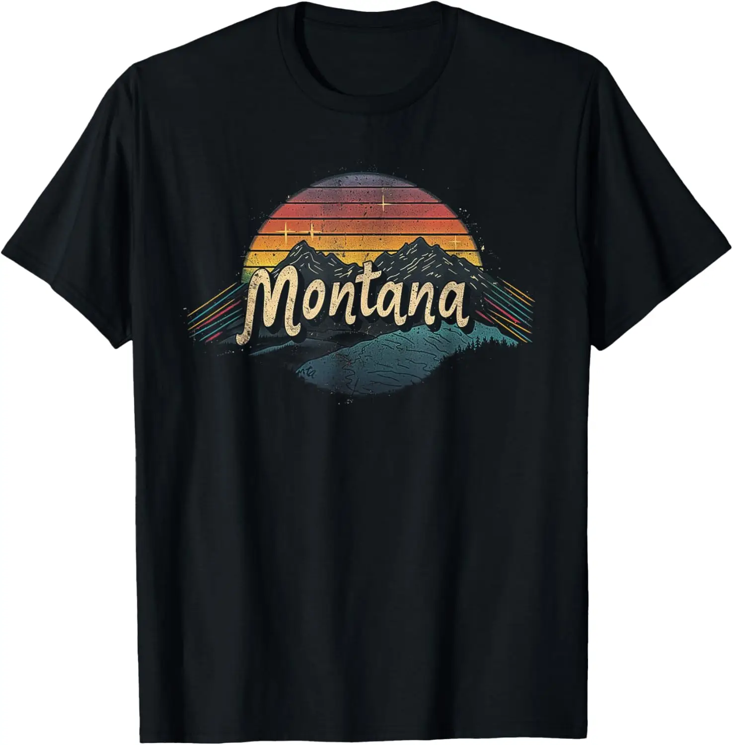 Montana -Cool Funny Graphic Vintage Men Women Kids Mountains T-Shirt