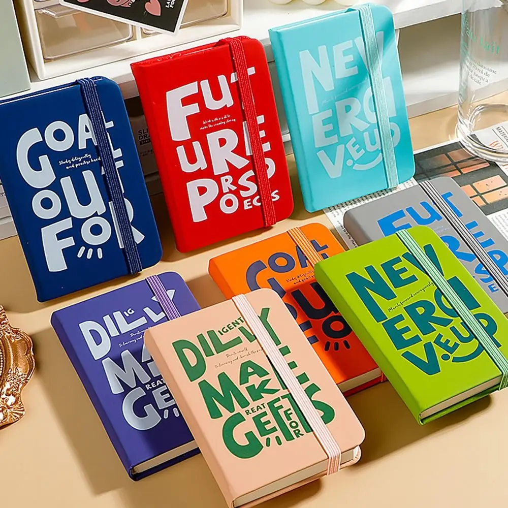 2Pcs American Retro A7 Mini Notebook 192 Pages Thick Paper Portable Pocket Notepad Multifunction Elastic Band Design Datebook