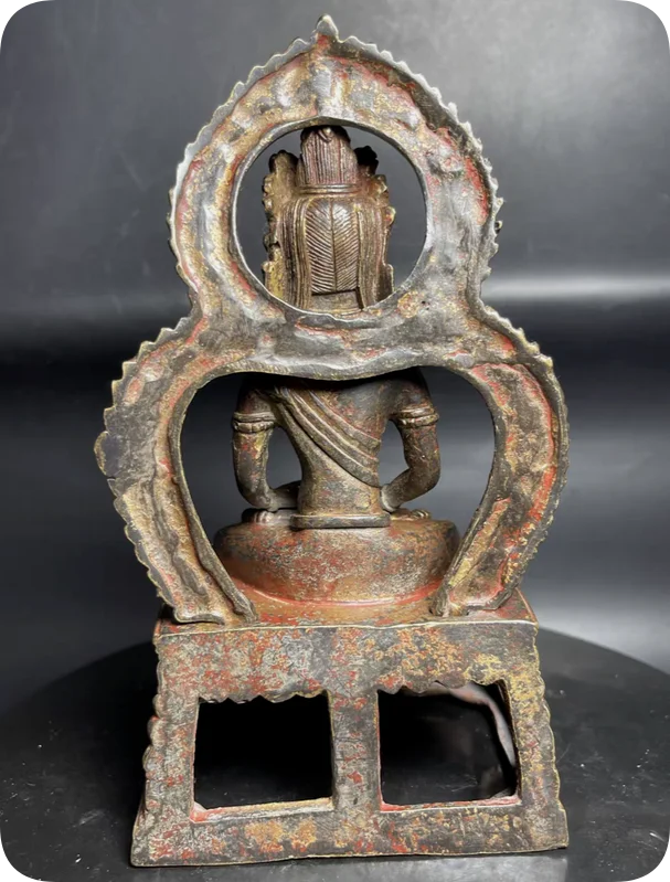 Antique Old bronze Amitayus Amitabha Aparimita Buddha statue blessed Kwan-yin