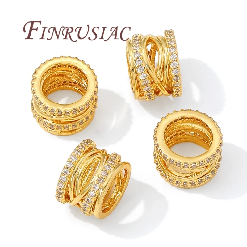 7.6mm*10mm Large Hole Beads,18K Gold Plated Spacer Beads For Bracelets Making,Bead For Necklace Accessories,DIY Findings