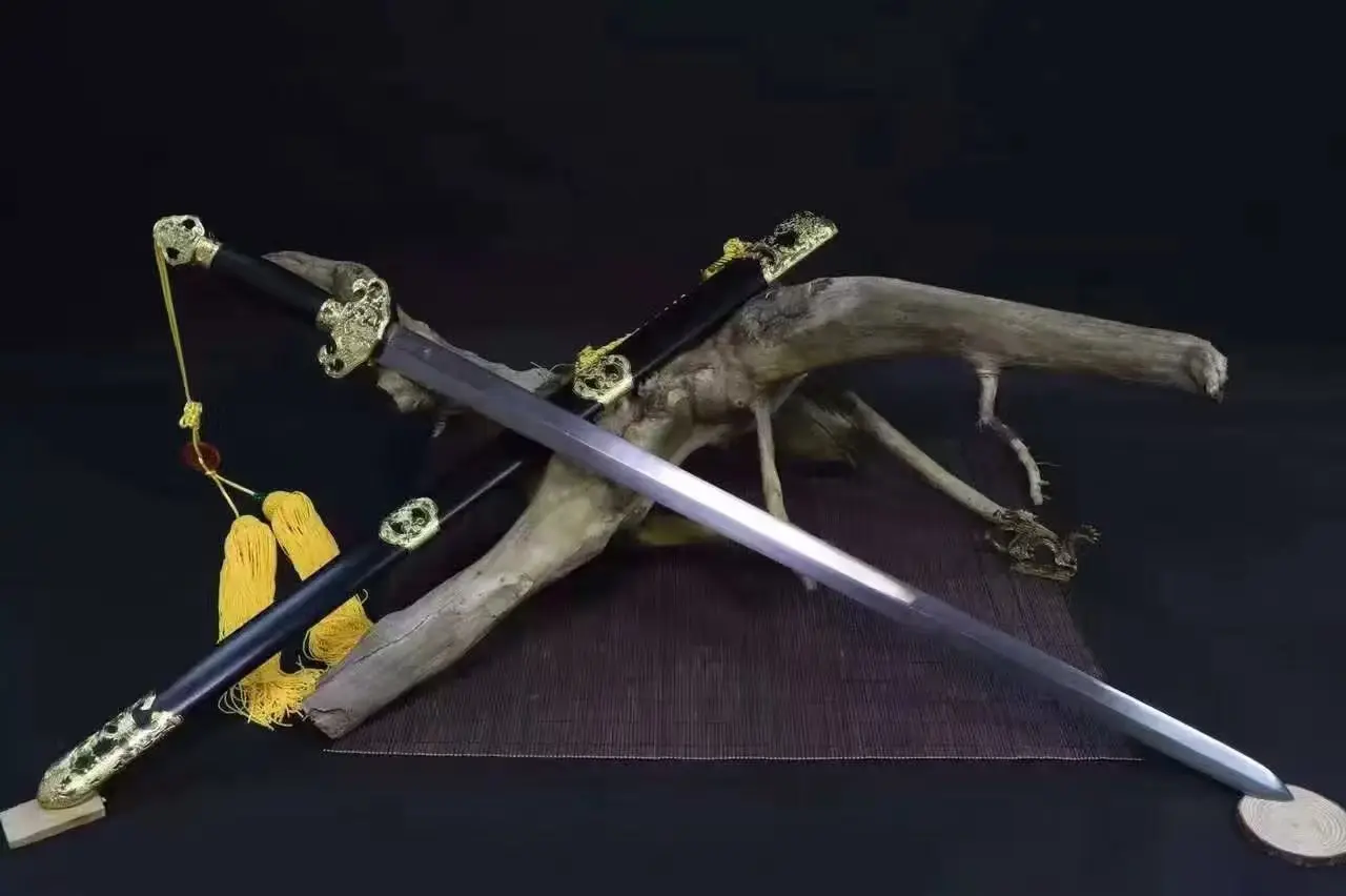 102cm Ancient Chinese traditional grass dragon sword katana folded Damascus steel blade cosplay real sword ebony hilt not sharp