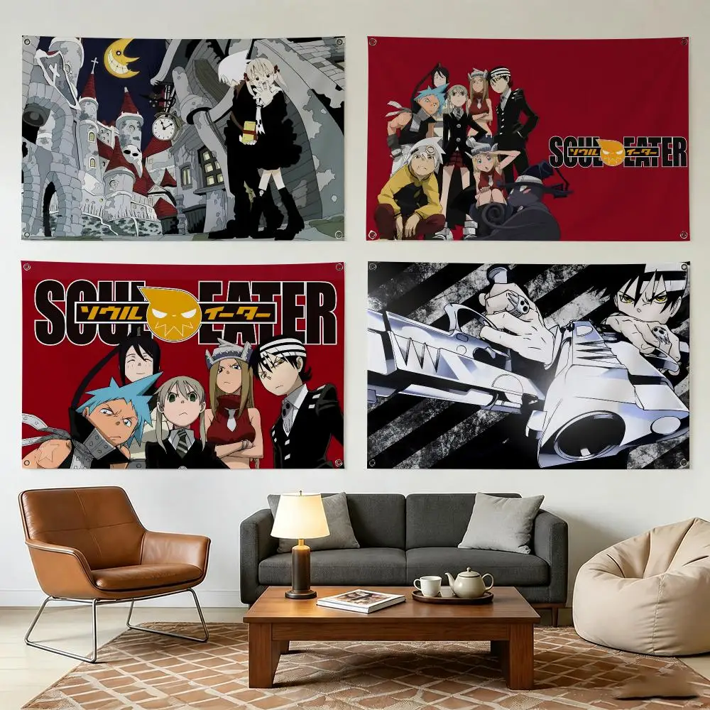 Soul Eater Anime Kawaii Flags Wall Hanging Outdoor Garage Room Decorative fashion gift Background