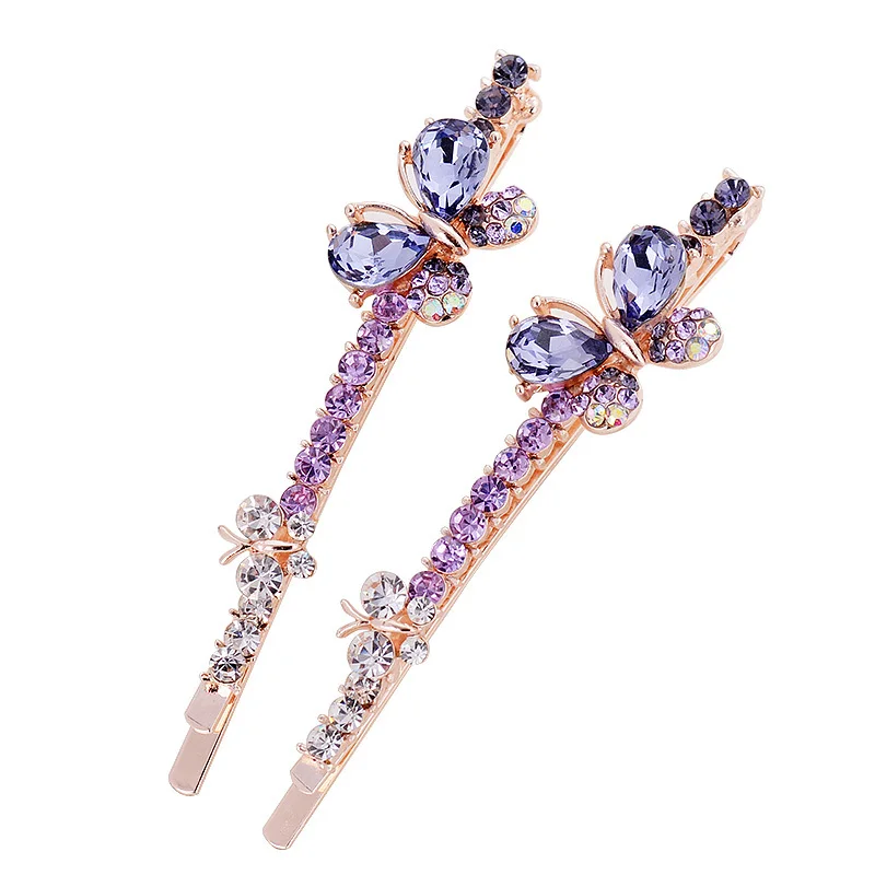 EASYA Classic Design 5 Colors Rhinestone Crystal Butterfly Hairpin Barrettes Jewelry New Fashion Sparkling Hair Clips For Women