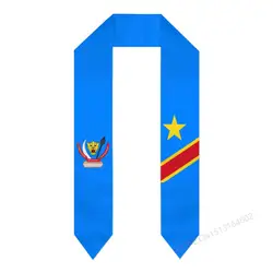 Écharpe drapeau personnalisée avec nom ou Logo de la république démocratique du Congo, écharpe de remise de diplôme, ceinture volée pour étude internationale à l'étranger, classe de châle 2023