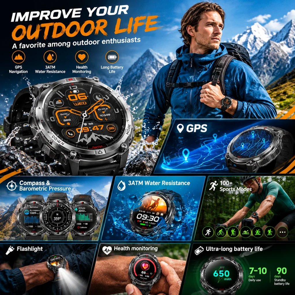 GAWSUG GPS Smart Watch Men 1.46