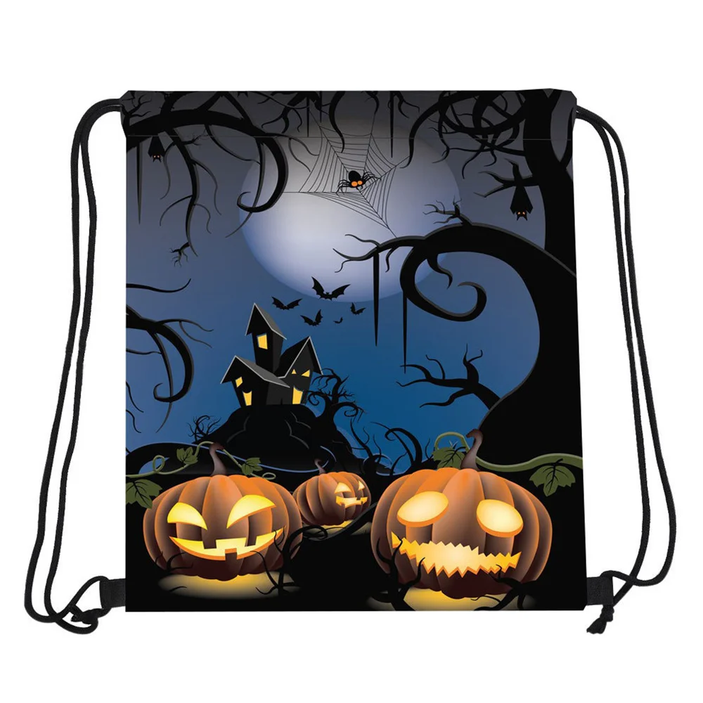 Bolsas con cordón de Halloween, bolsa de almacenamiento de dulces, patrón de calabaza, bruja, esqueleto, truco o trato, regalos