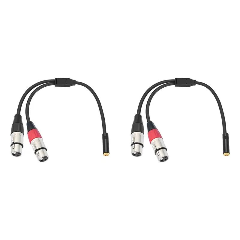 B76B 2X Dual XLR to 1/8 Female Adapter,Balanced Mini Jack(3.5mm) Female to Microphone Cable, for Speaker Mixer