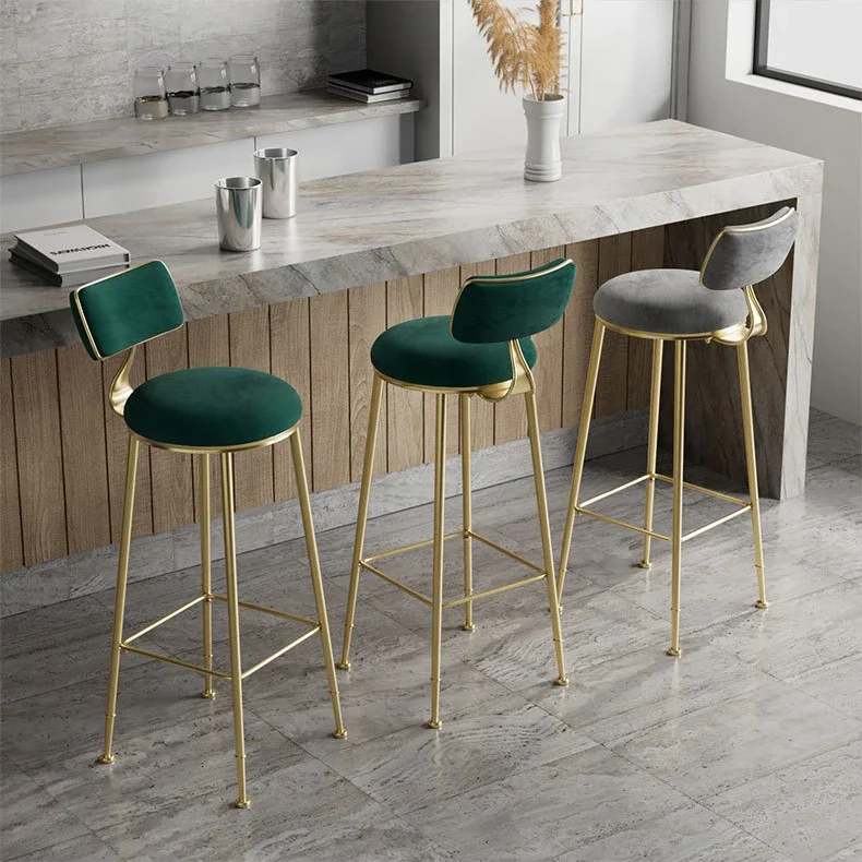 Bar Stools Furniture Restaurant Home Cheap Tall High Counter Nordic Kitchen Chairs Modern Velvet Gold Luxury Metal Bar Stools