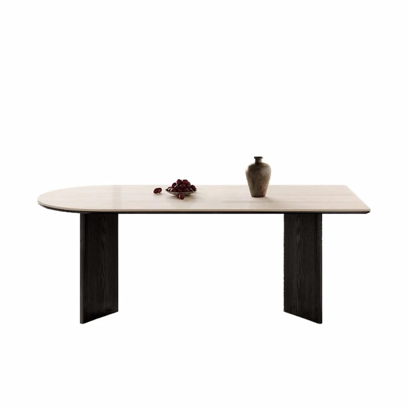 Slate dining table, solid wood household small apartment