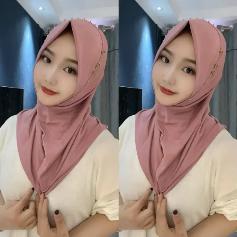 2024 Bow Sweet Girls Ready To Wear Head Cover Moslem Instant Hijab