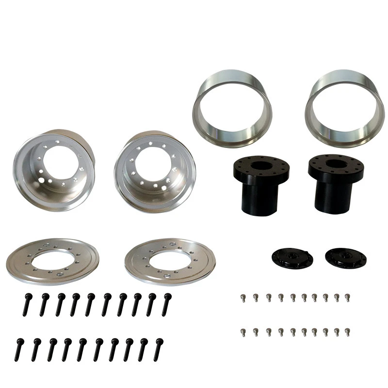 RC 1/14 1 Pair Metal Simulation Rear Hub for Tamiya Hydraulic Excavator Loader Dump Truck for MAN VOLVO Trailer Tipper DIY Parts
