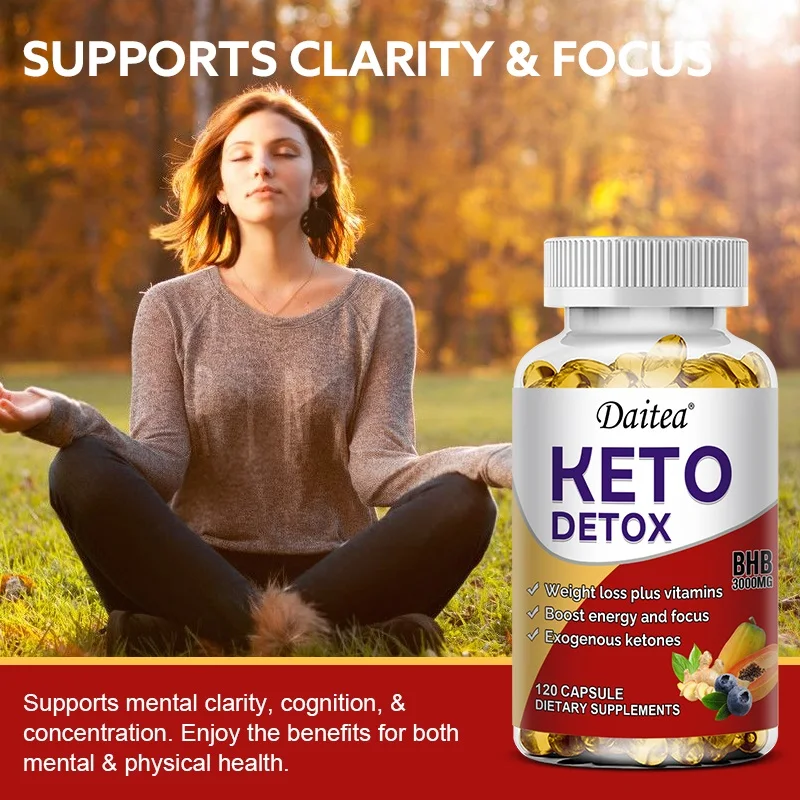 Daitea Organic Ketone Capsules Support Cleanliness, Weight Management, and Focus - Non-GMO, 120 Capsules