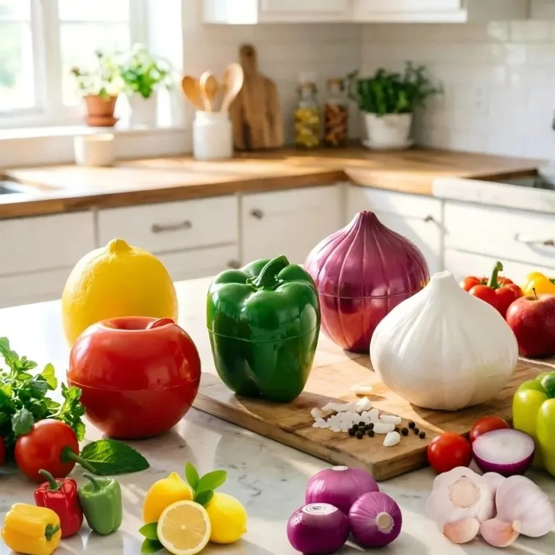 Food Box Plastic Sealed Creative Organizer Crisper Vegetable Containers Onion Garlic Green Pepper Fresh Storage Kitchen Tool image 6