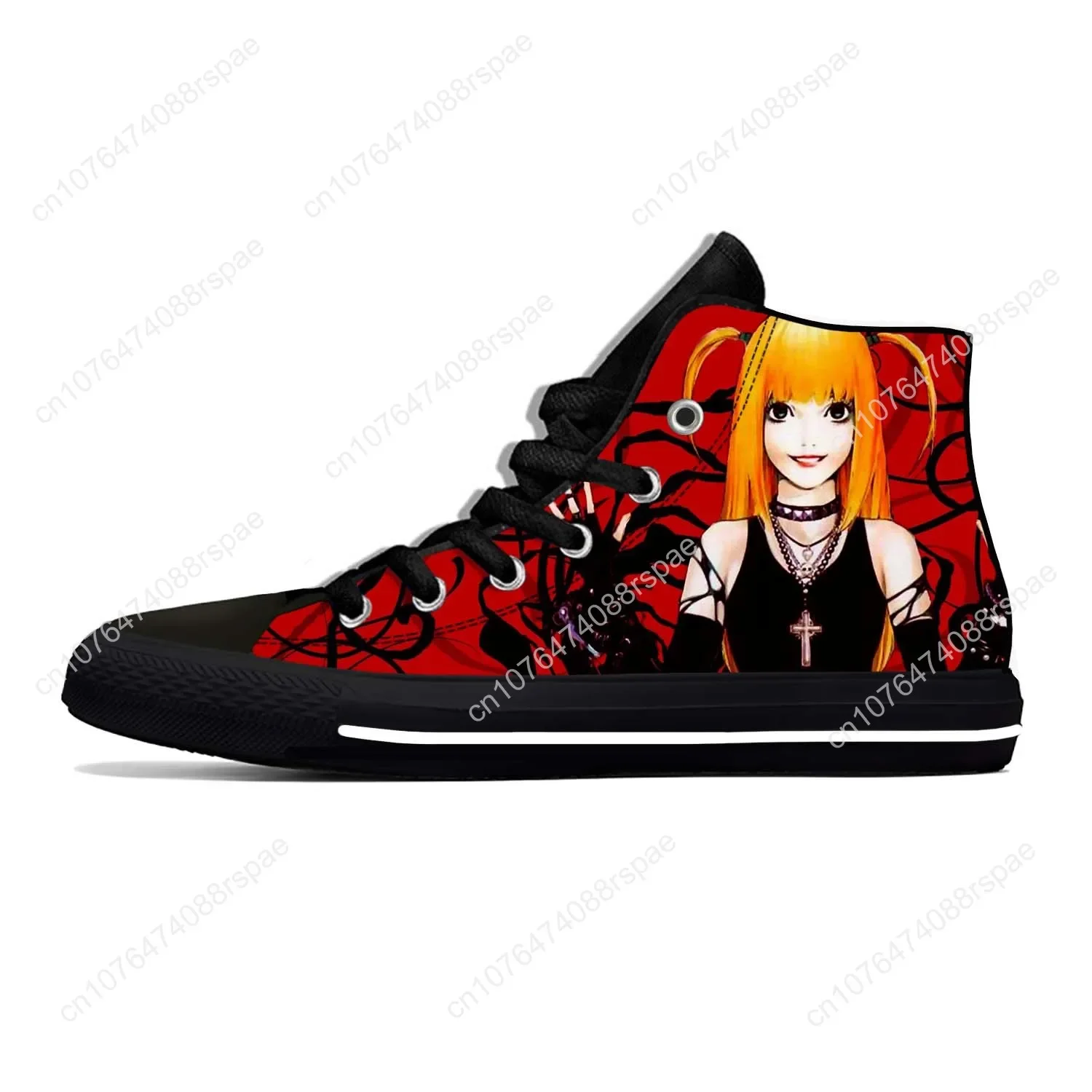 Japanse Anime Cartoon Death Note Amane Misa Schattige Casual Stoffen Schoenen Hoge Top Lichtgewicht Ademende 3d Print Heren Dames Sneakers