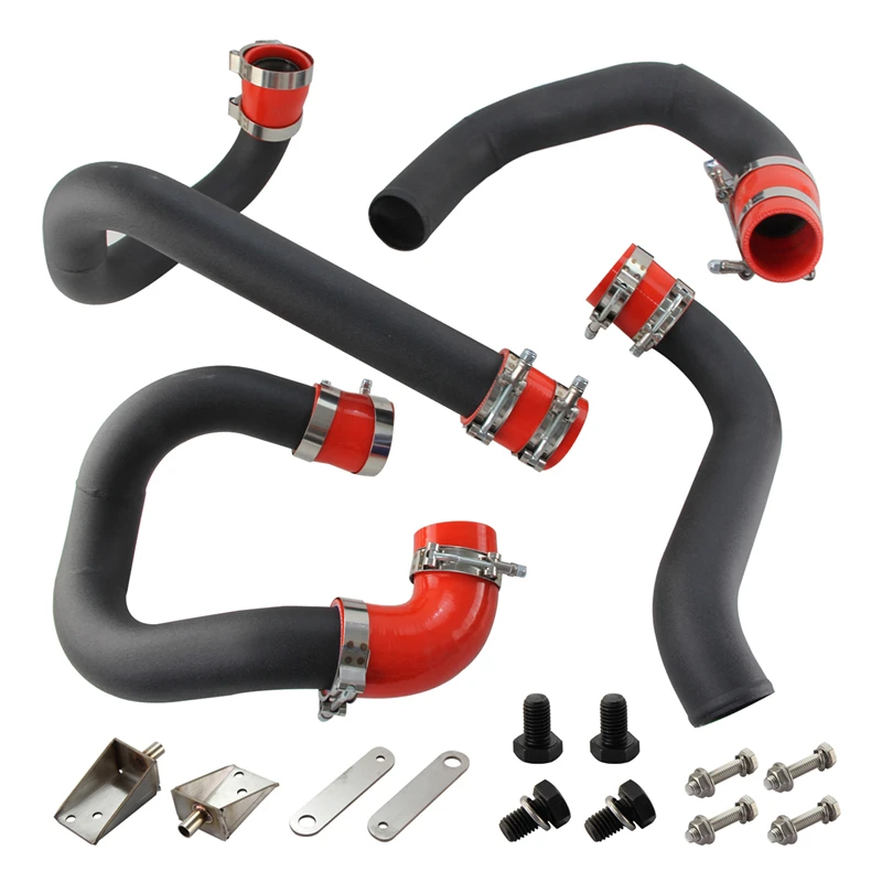 Wrinkles black Aluminum Piping Kit For Hyundai Genesis 2.0T Turbo 2010-2012