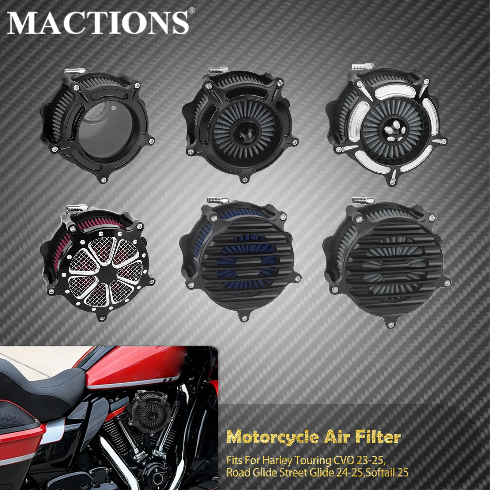 

Motorcycle Air Filter Cleaner Intake Filter For Harley Softail Breakout Fat Boy FXBB 2025 Touring CVO Road Street Glide 2023-25