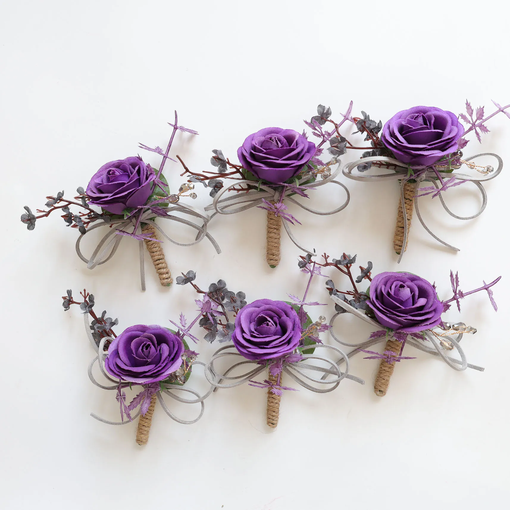 

25020 Purple Bohemian Rose Flower Corsage & Wristlet - Perfect for Brides, Groomsmen, and Wedding Decorations