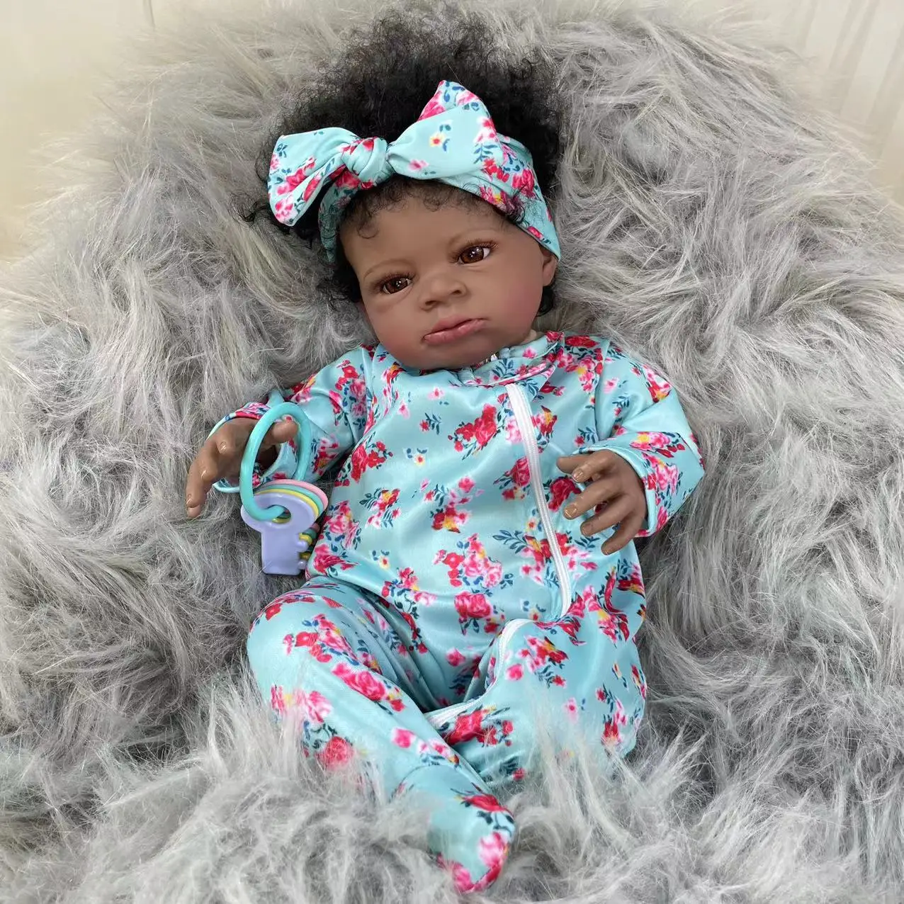 Lalka reborn o wysokości 20 cali, realistyczne, urocze, czarnoskóre dziecko afrykańskie, prezent na festiwal dla dzieci.