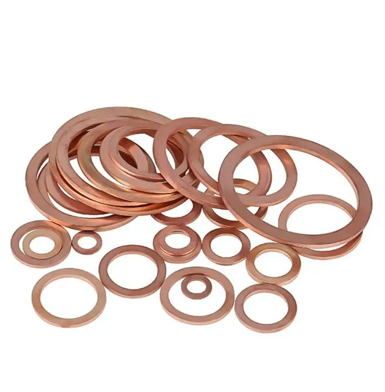 1-20PCS Copper Washer for Oil Sump Plug M4 M6 M8 M10 M12 M14 M16 M18 M20 M22 -M60 Sealing Solid Washer Flat Seal Gasket Ring