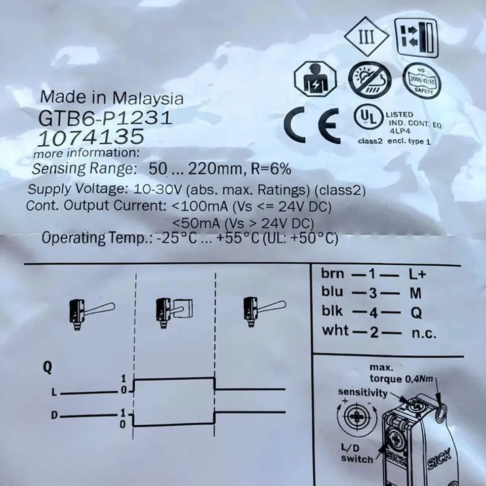 100% New and Original GTB6-P1211 GTB6-P1212 GTB6-P1231 Photoelectric Sensor Warranty One-year