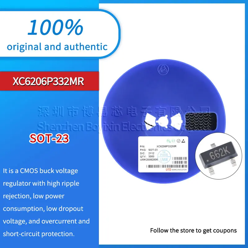 

XC6206P332MR silkscreen 662K Black PC casing
