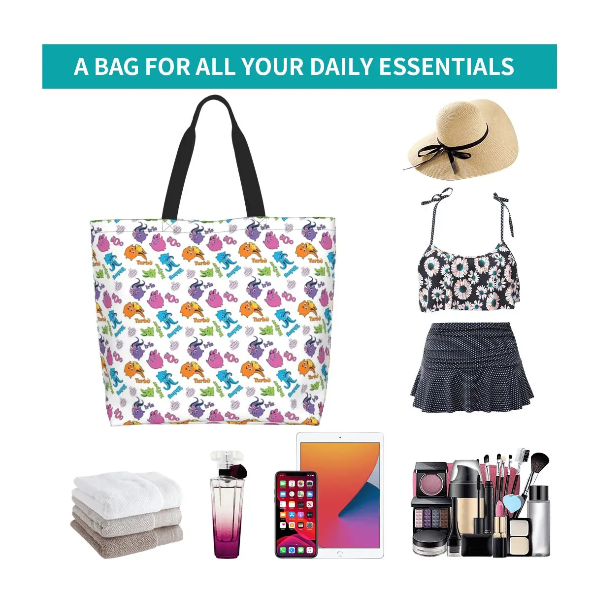 حقيبة تسوق من Sunny Bunnies، حقيبة كتف من القماش ذات سعة كبيرة، حقيبة يد للمتسوقين والبقالة للنساء