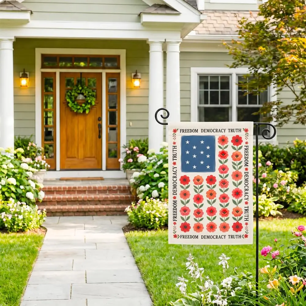 Freedom Democracy Truth Social Justice Floral Garden Flag 12x18 aaz
