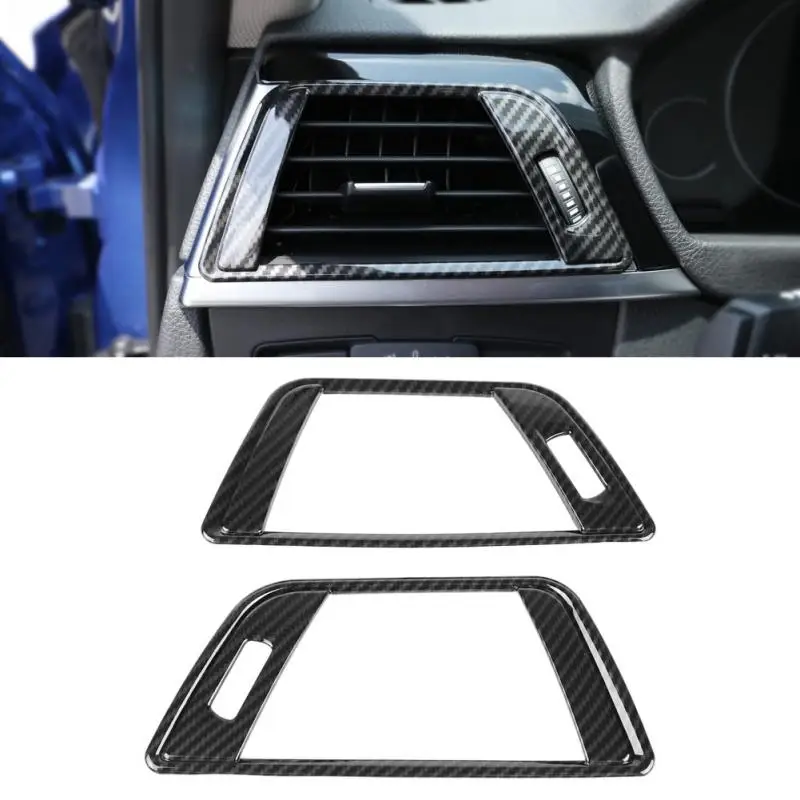 For BMW 3 Series F30 2013-2018 2Pcs Carbon Fiber Style Car Side Air Conditioning Vent Cover Trim Frame Stickers LHD