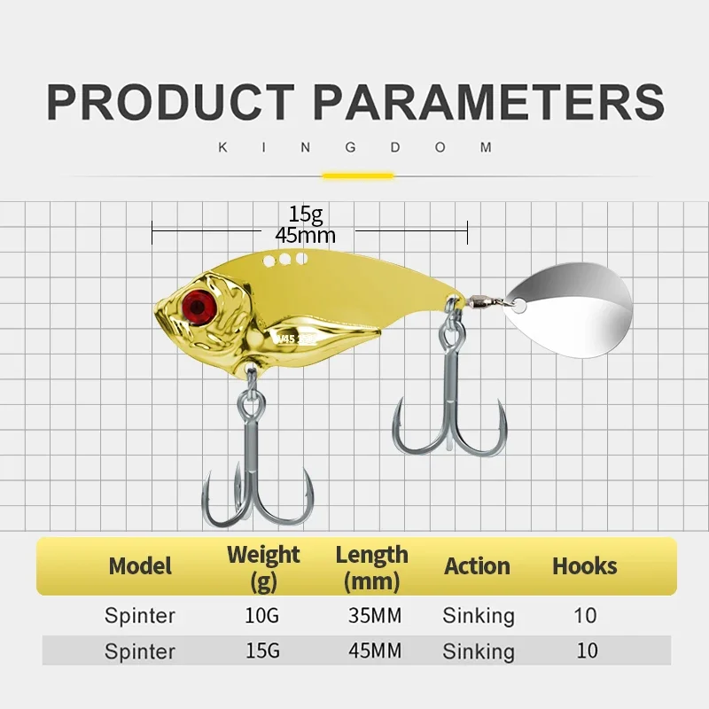 1szt Przynęty Wędkarskie Łyżka 10g 15g srebrzysty złoty Kotwiczka Łyżka Wobble Metalowa twarda przynęta Vib Spoonbait Przynęta wędkarska