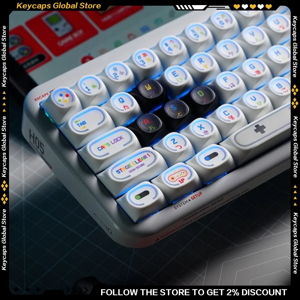 TITAN NATION Star Ring Game Console Theme Keycap Set PBT Dye-Sublimation Translucent 125 Keys Keycaps for Mechanical Keyboard
