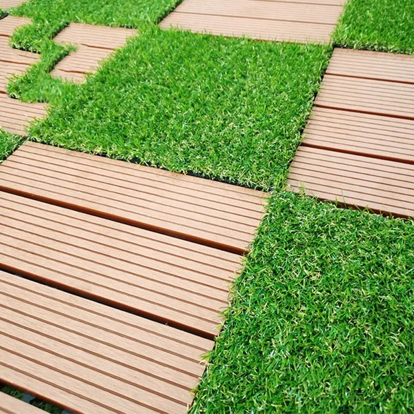 Artificial Realistic Grass Tiles, Grass Interlocking Synthetic Thick Turf Flooring，8Pcs 12