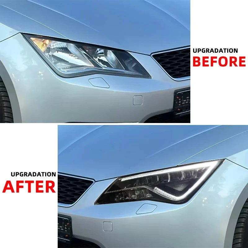 لـ فولكس فاجن فولكس فاجن سيات ليون MK3 2013 2017 كشافات هالوجين ترقية اكسسوارات السيارات رئيس ضوء مصباح LED عدسة العارضات