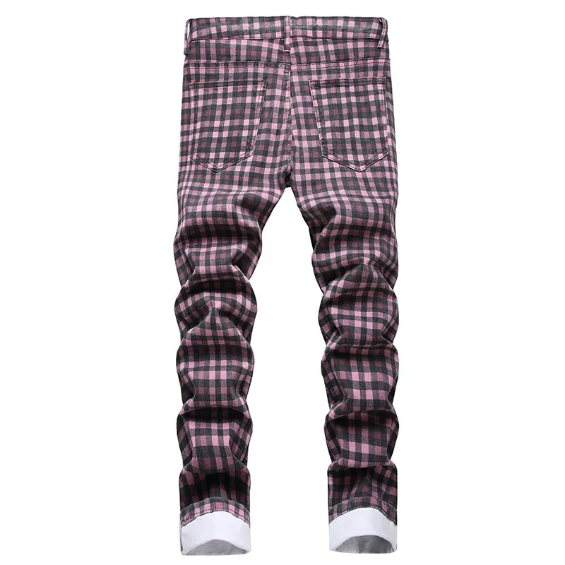 2025 جديد الرجال الجينز منقوشة السراويل المطبوعة الرجال موضة سليم جينز سترتش الربيع العصرية مستقيم بنطلون Vaqueros Hombre