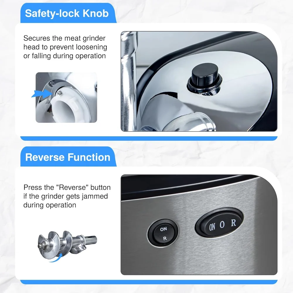 Máquina embutidora de salchichas máxima de 2000W, picadora de carne de cocina resistente con 3 placas de molienda, tubos para hacer salchichas y Kit Kubbe