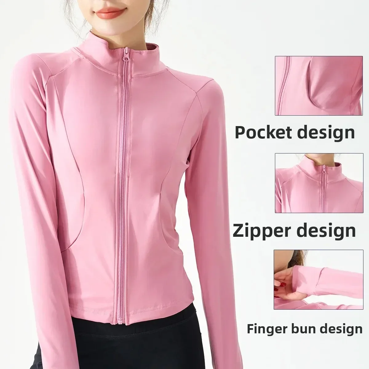 

New Women's Long Sleeve Sports Jacket Tight Casual Zipper Yoga Fitness Running Training Top Slimming Effect Autumn Wear
