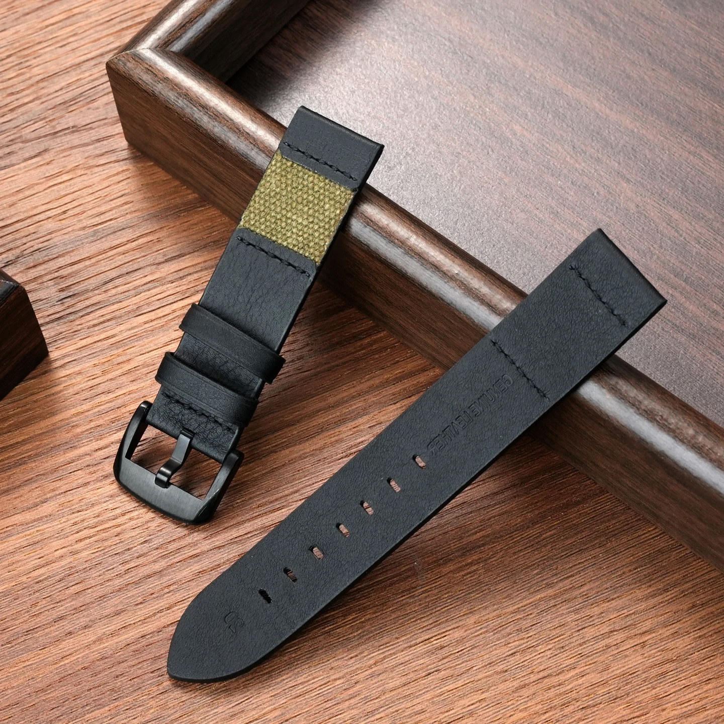 20 مللي متر 22 مللي متر الهجين الجلود و قماش حزام (استيك) ساعة حزام ل كاسيو بانيراي رولكس تيودور الإفراج السريع استبدال سوار