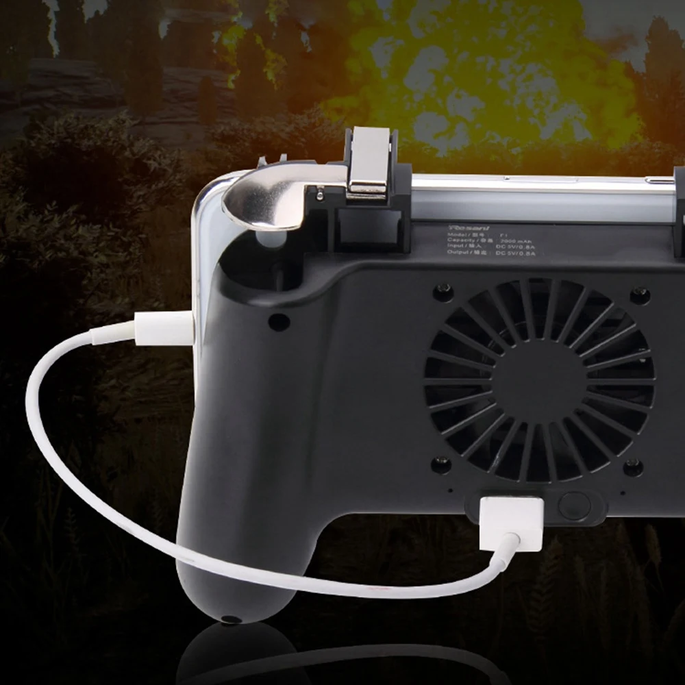 4-In-1 Mobile Game Controller for PUBG Mobile Gamepad Shoot Aim Trigger Joystick Cooling Fan 2000MAh Power Bank Portable