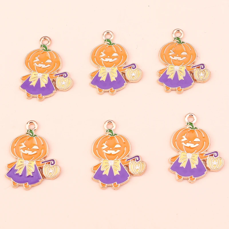 10pcs/lot Mix Enamel Halloween Ghost Pumpkin Bat Charms Pendants for Jewelry Making Women Fashion Earrings Necklaces Crafts Gift