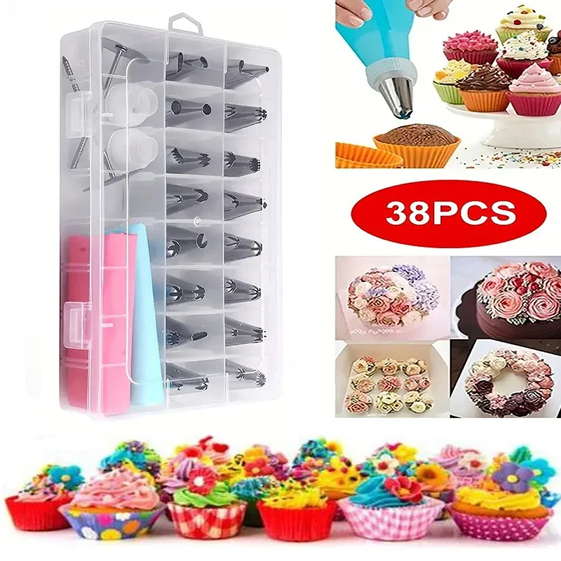 

38PCS/Set Cream Pastry Bag Cake Decoration Nozzles Tube Mold Baking Tools Cartoon cookie cutter Cookie stencil Fondant cutter