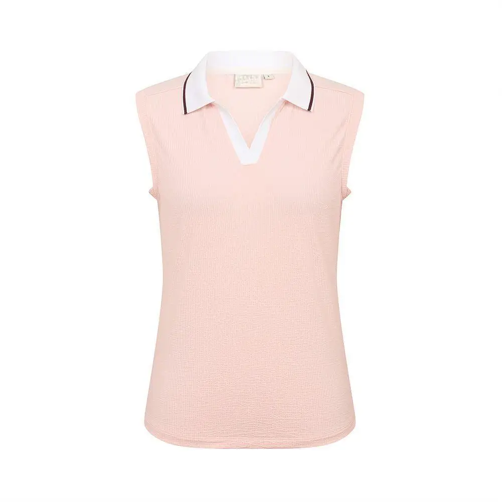 New Summer Ladies Sleeveless Collar Golf T Shirt Color Matching Slim Quick Dry Breathable Women Athletic Sport Training Vest