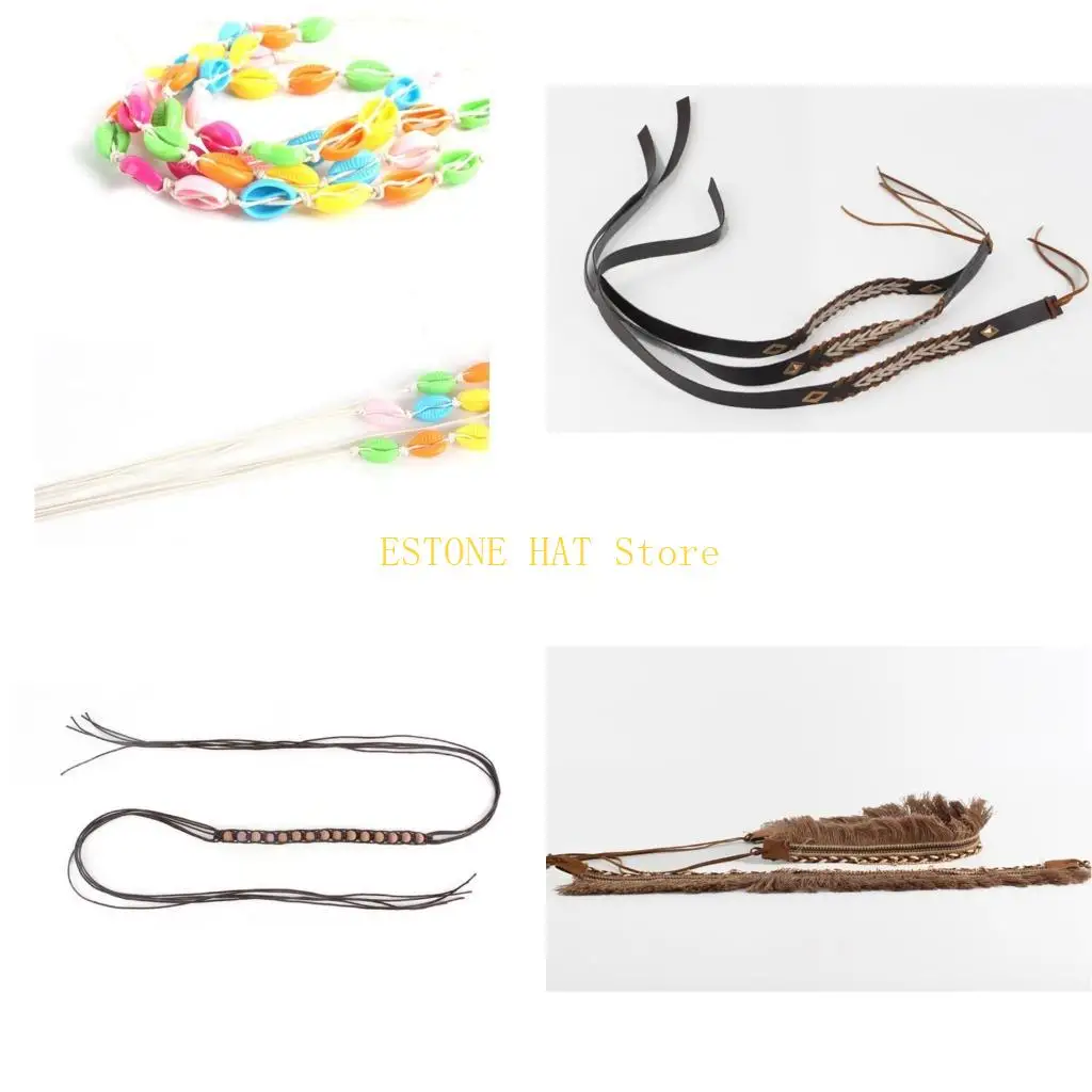 

49MF тканая шляпа в этническом стиле, веревка, декоративная шляпа в богемном стиле, веревка для уличной дорожной шляпы для шляпа