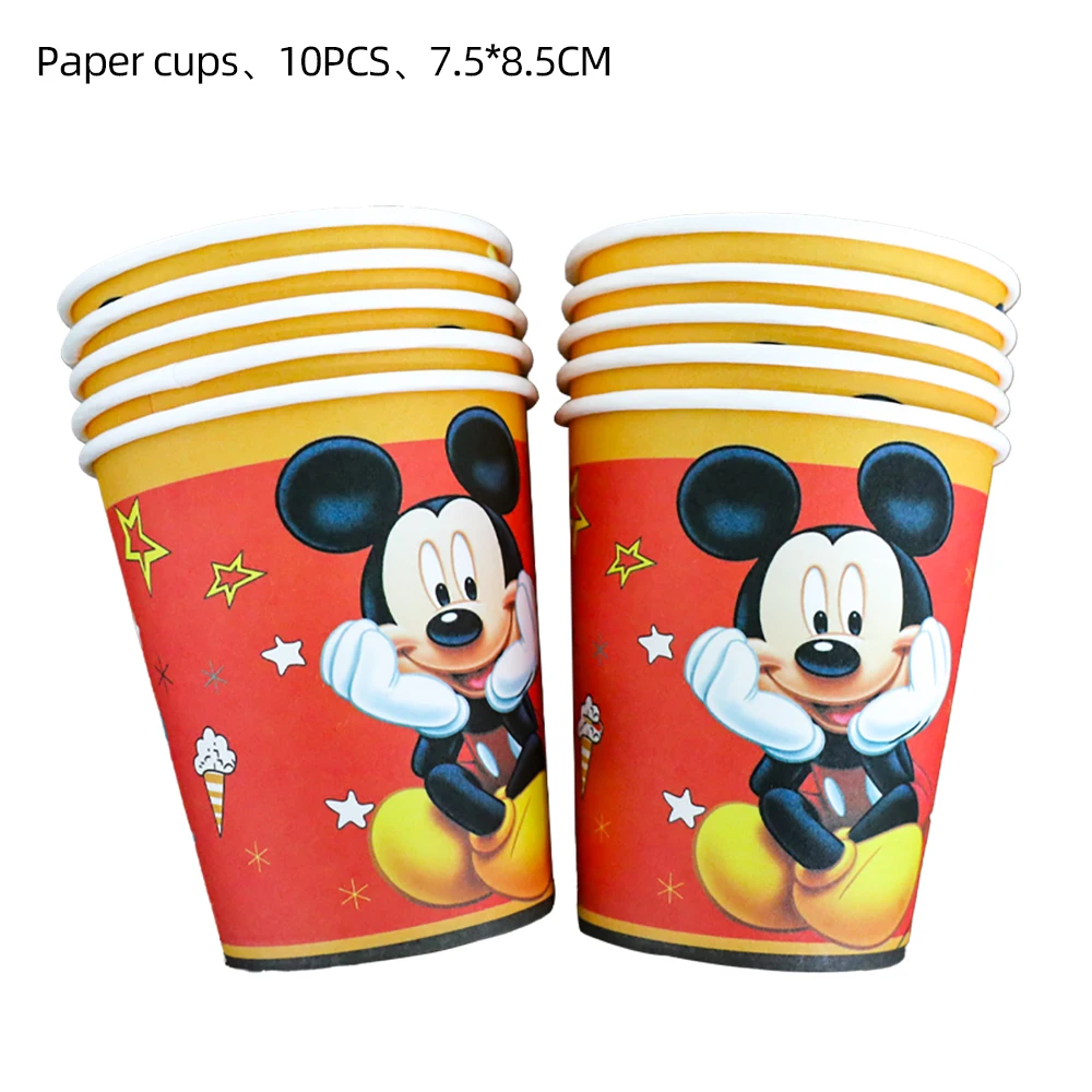 Mickey Mouse Disposable Tableware Birthday Party Supplies Baby Shower Mickey Balloon Cup Plate Gift Bag Children DIY Party Decor