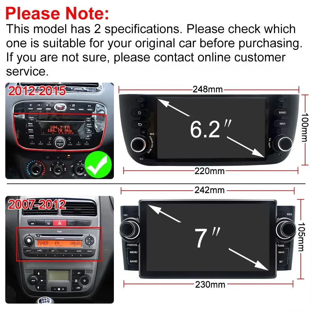 Android Car Radio For Fiat Linea Punto EVO Line 2007-2015 Multimedia GPS Video Player Wireless Bluetooth Carplay Navigation Wifi