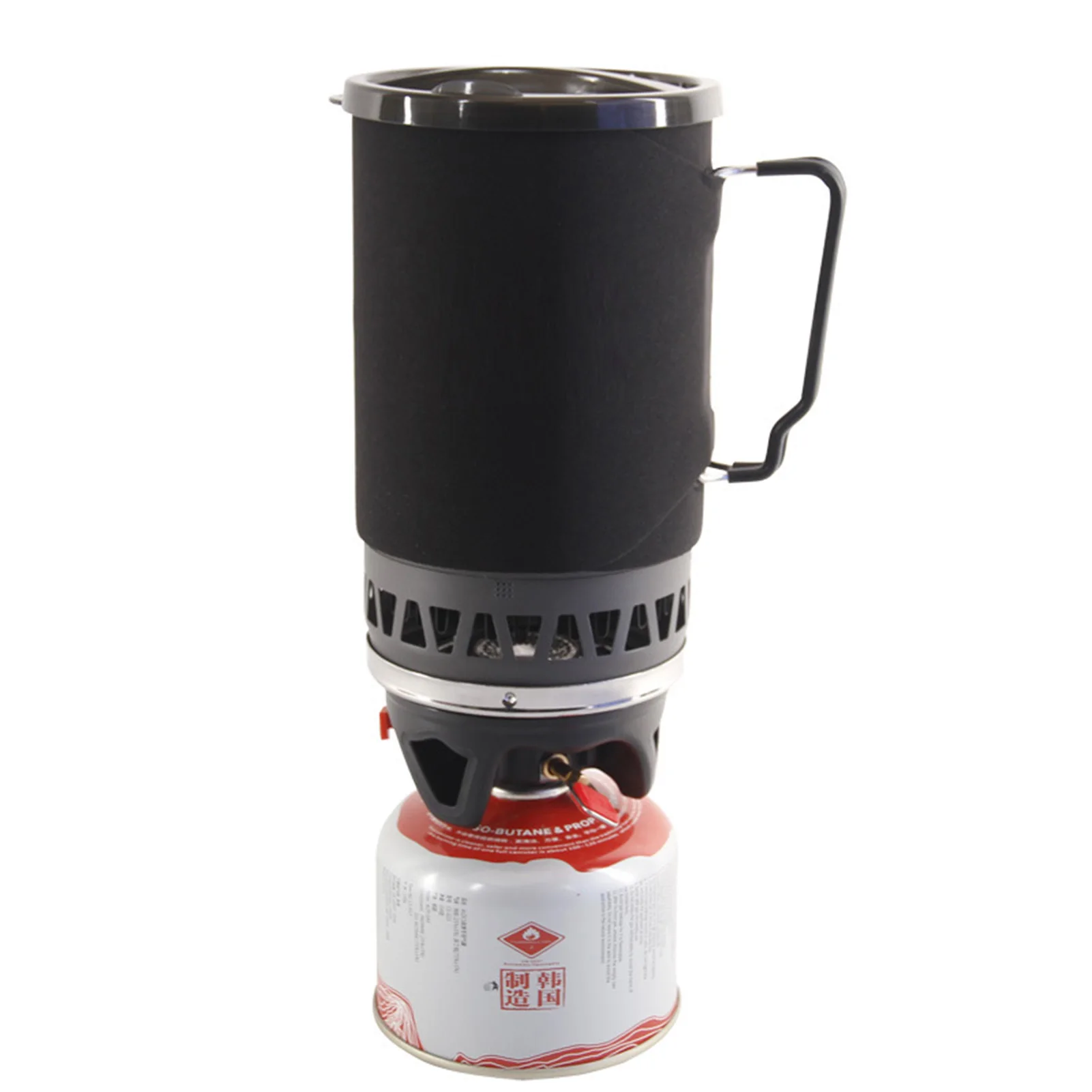 Camping Backpacking Stove Portable Camp Stove With Water Boiler Pot Outdoor Windproof Canister Stove For Cookware Equipment