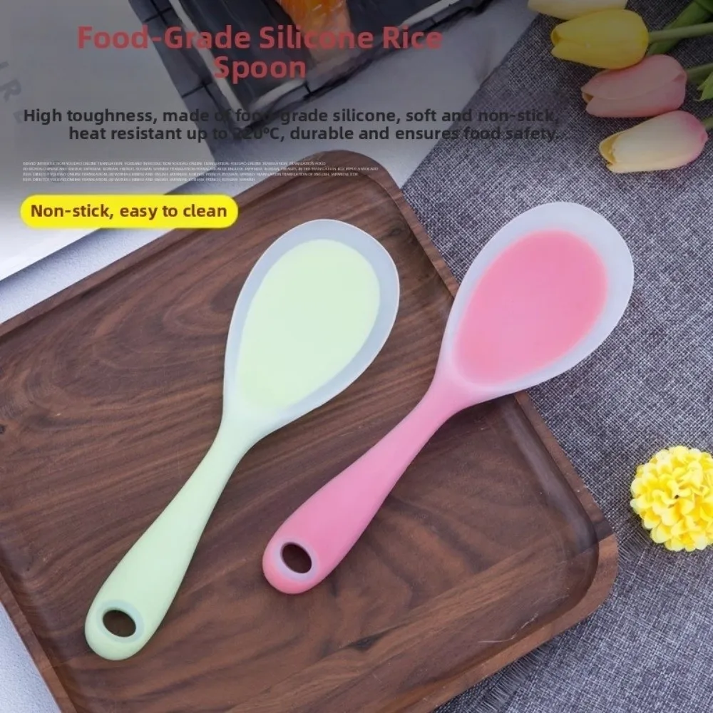 Safe for Non-Stick Non-Stick Silicone Rice Spoons Heat Resistant Pot-Safe Rice Paddle Food Grade Mixing Spoon Stirring Salads