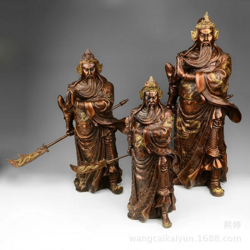Gong God Of War And Wealth Large Guan Yu Copper Statue Home Office Decoration