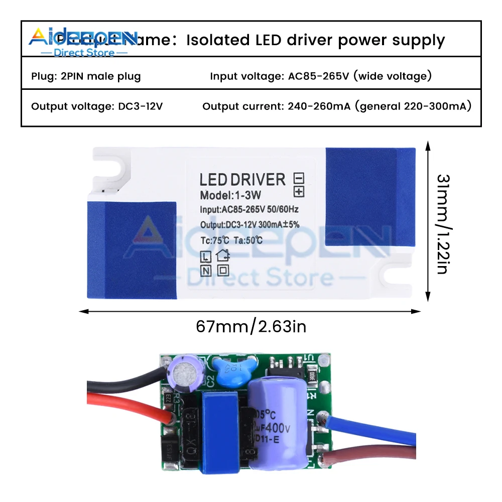 AC85-265V LED Driver 3W 5W 7W 9W 10W 12W 15W 18W 20W 24W Power Supply Downlight Lighting Transformers Adapter For LED Lights DIY