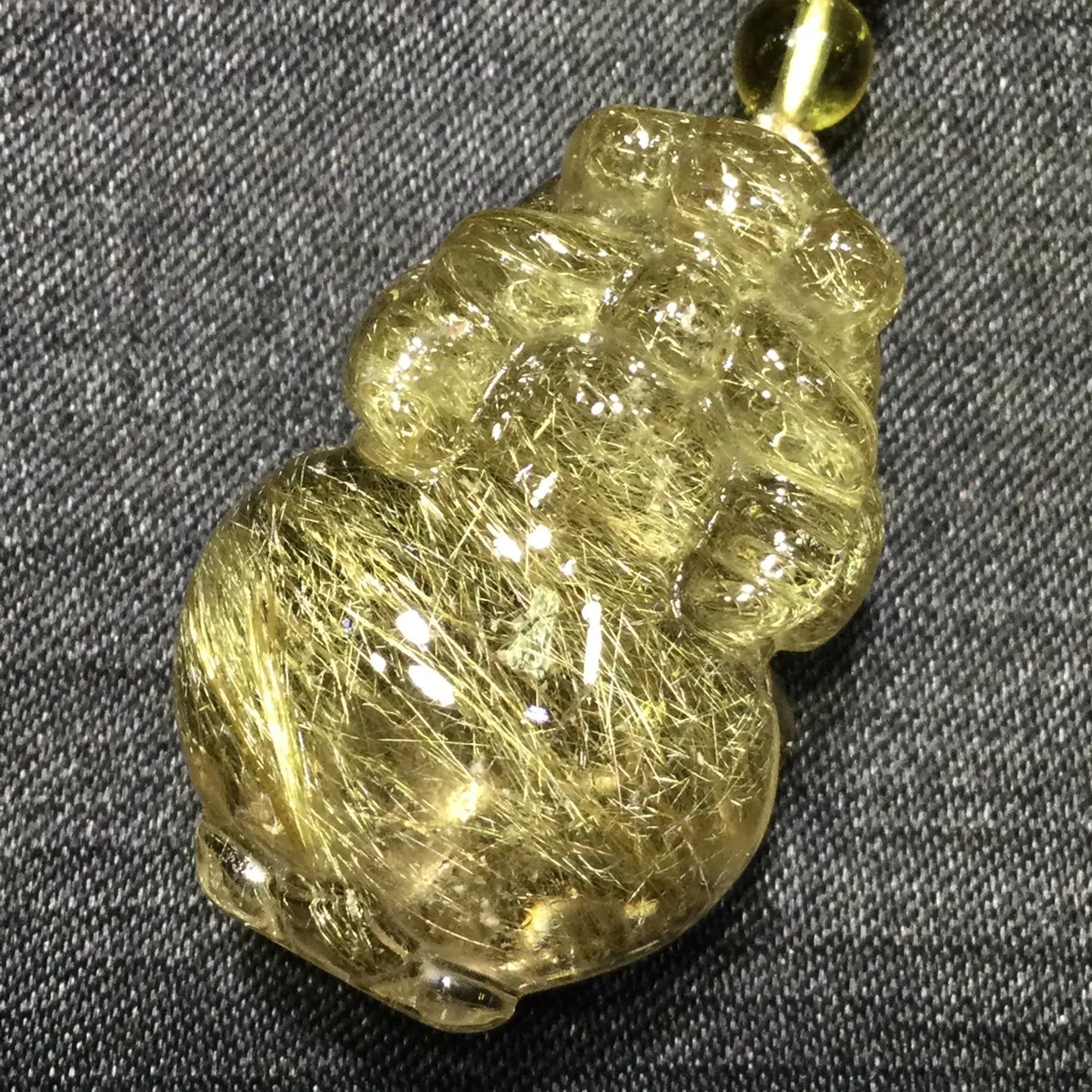 Natural Gold Rutilated Quartz Flower Pendant 32.5*22.5*16mm Yellow Rutilated Quartz  Men Women Brazil AAAAAAA