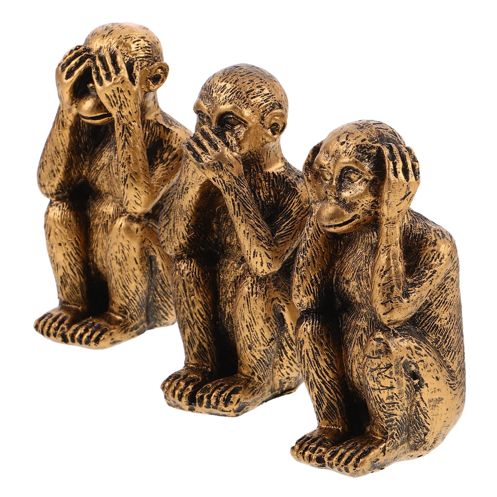 3Pcs Resin Animal Decor Mini Monkey Sculptures Animal Resin Crafts Desktop Ornament Living Room Office Study Room Gifts